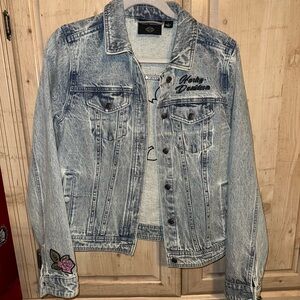 Harley-Davidson Light Blue Denim Jacket with Embroidery